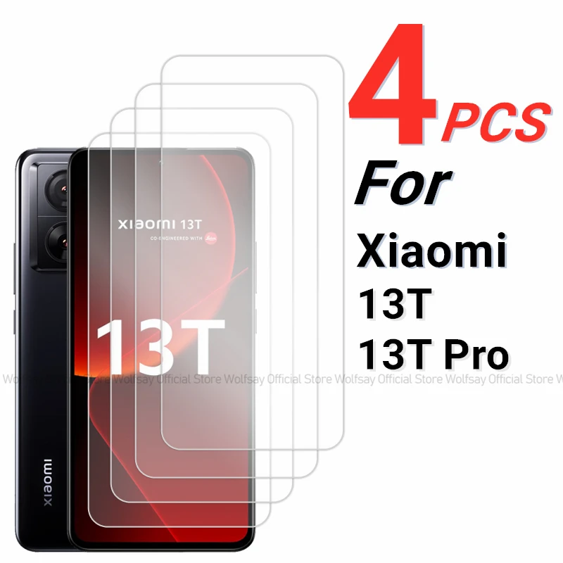 2/4PCS Screen Protector For Xiaomi 13T Tempered Glass Xiaomi 13T 13T Pro Full Glue Cover Protective Phone Glass For Xiaomi 13T