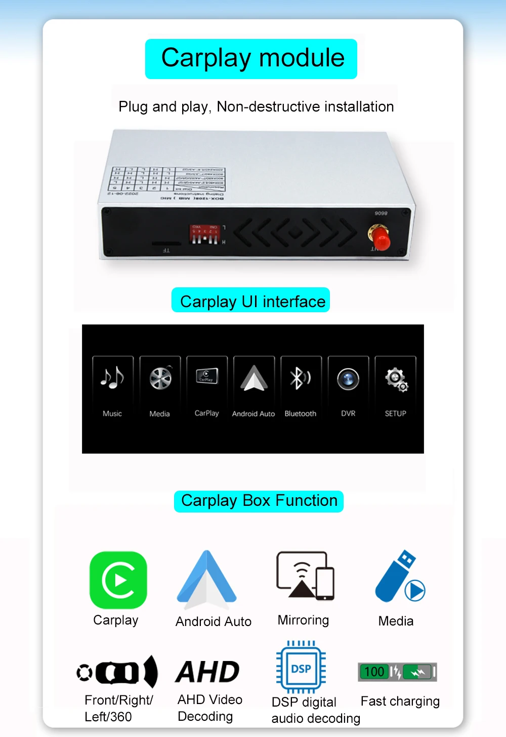 Smart Carplay Box For Porsche Cayenne Macan Cayman PCM3.0 3.1For Apple Carplay Android Auto Car Play Interface