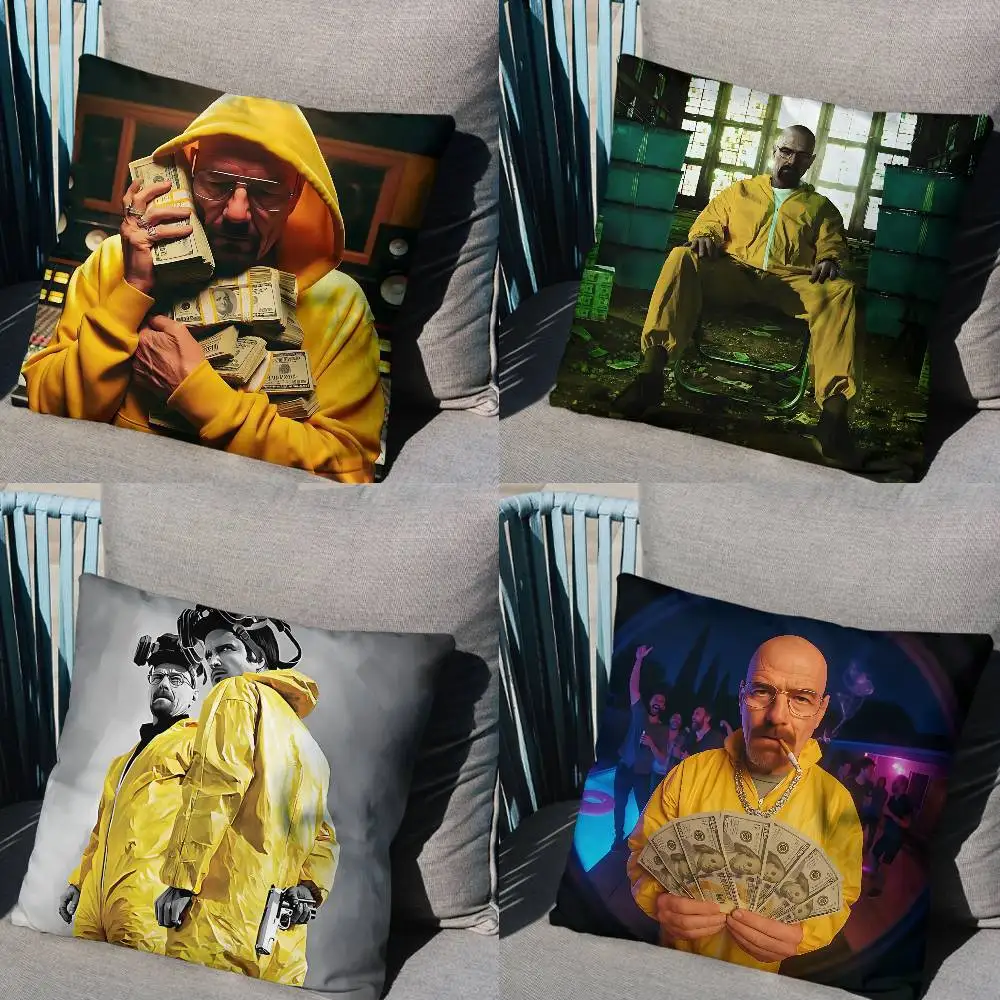 

cool Walter White Breaking Bad Pillow Case Square Double-Sided Printing Short Plush Sofa Cushion Cover Bedroom Bedside Pillow
