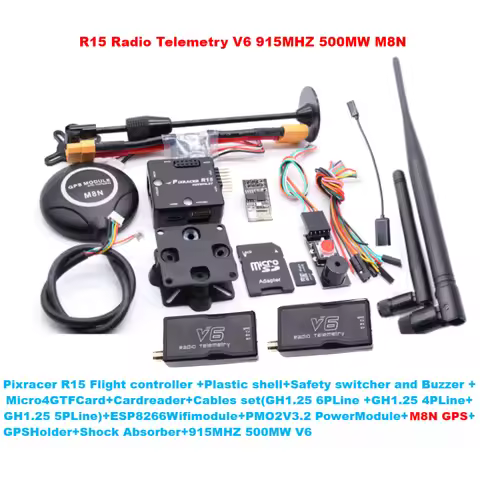 PIXRACER R15 Autopilot Xracer PX4 Pixhawk Flight Controller M8N/M9N/M10 GPS Radio Telemetry V6 Set RC Quadcopter Ardupilot