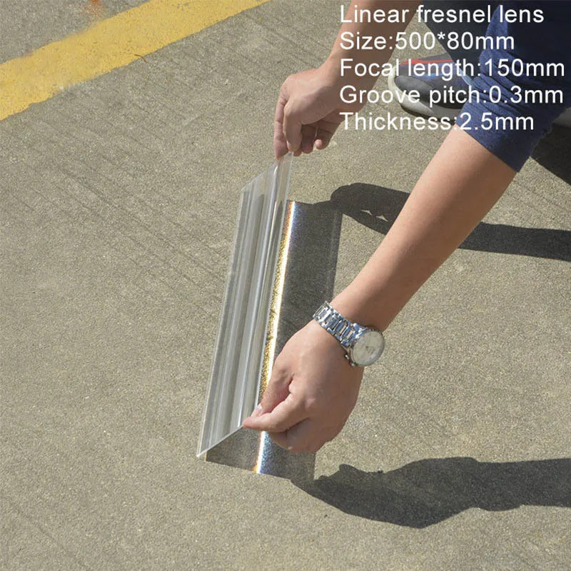 Drop shipping 250*150mm Focal length 120 PMMA Material Linear Fresnel Lens for Solar Lens