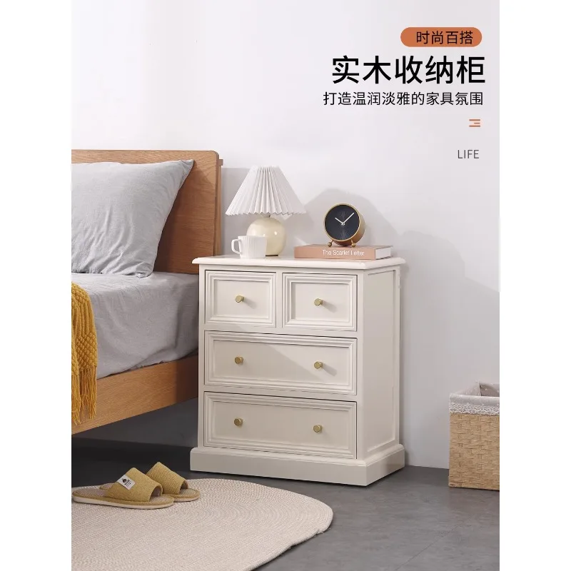 

Solid wood bedside table American small bedside storage cabinet simple bedroom locker white light luxury Internet celebrity beds