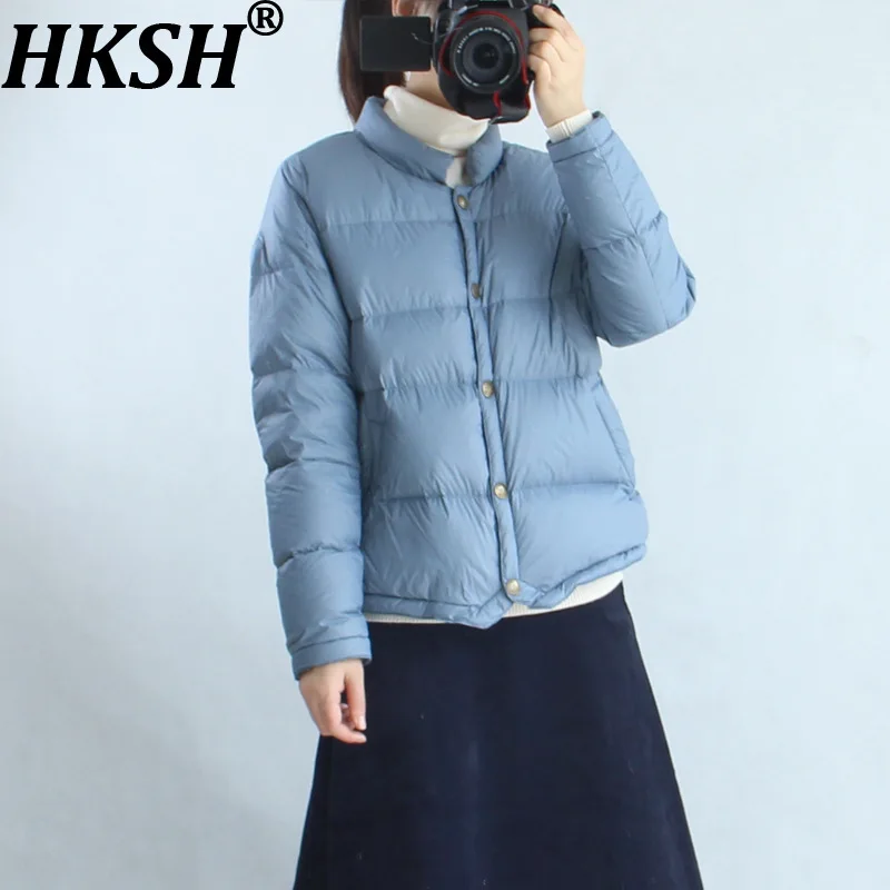

HKSH осень-зима новая женская пуховая куртка легкий воротник-стойка однобортная однотонная универсальная повседневная теплая куртка HK14192