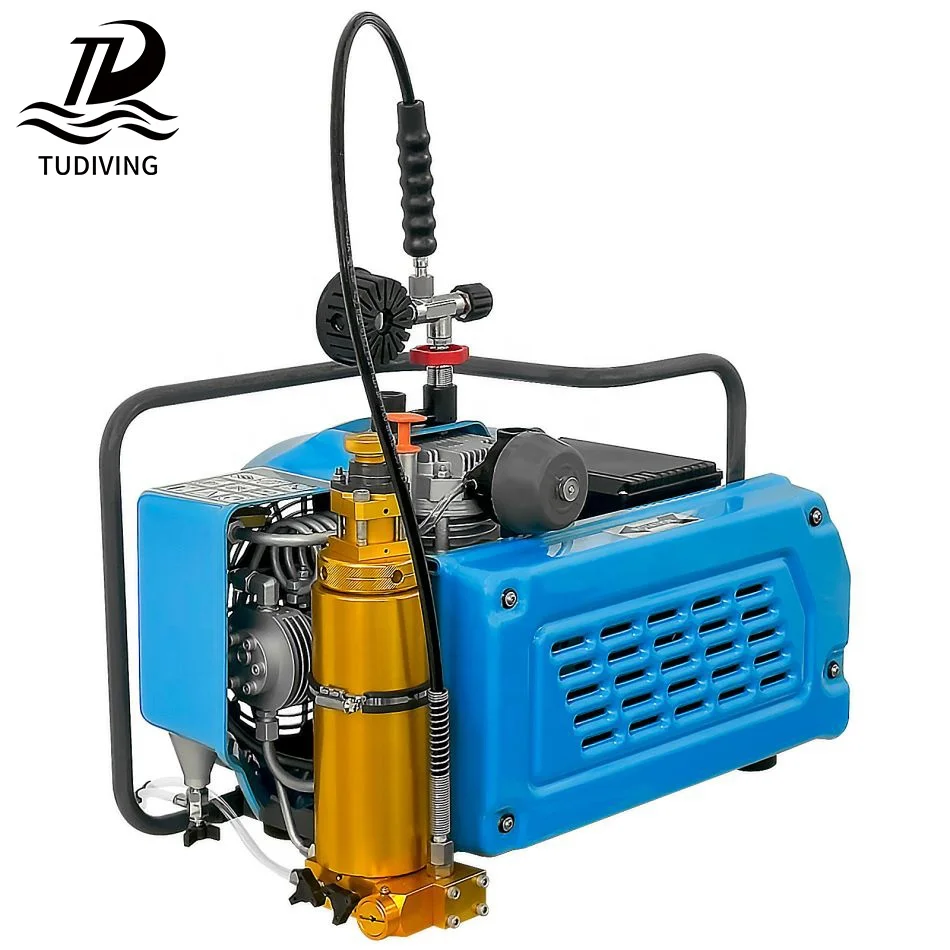 TUDIVING High Quality 2.2KW Electric Auto Stop 3Cylinder 300bar 3 Stages 100LPM 4500psi Air Compressor For Scuba Diving Breathe