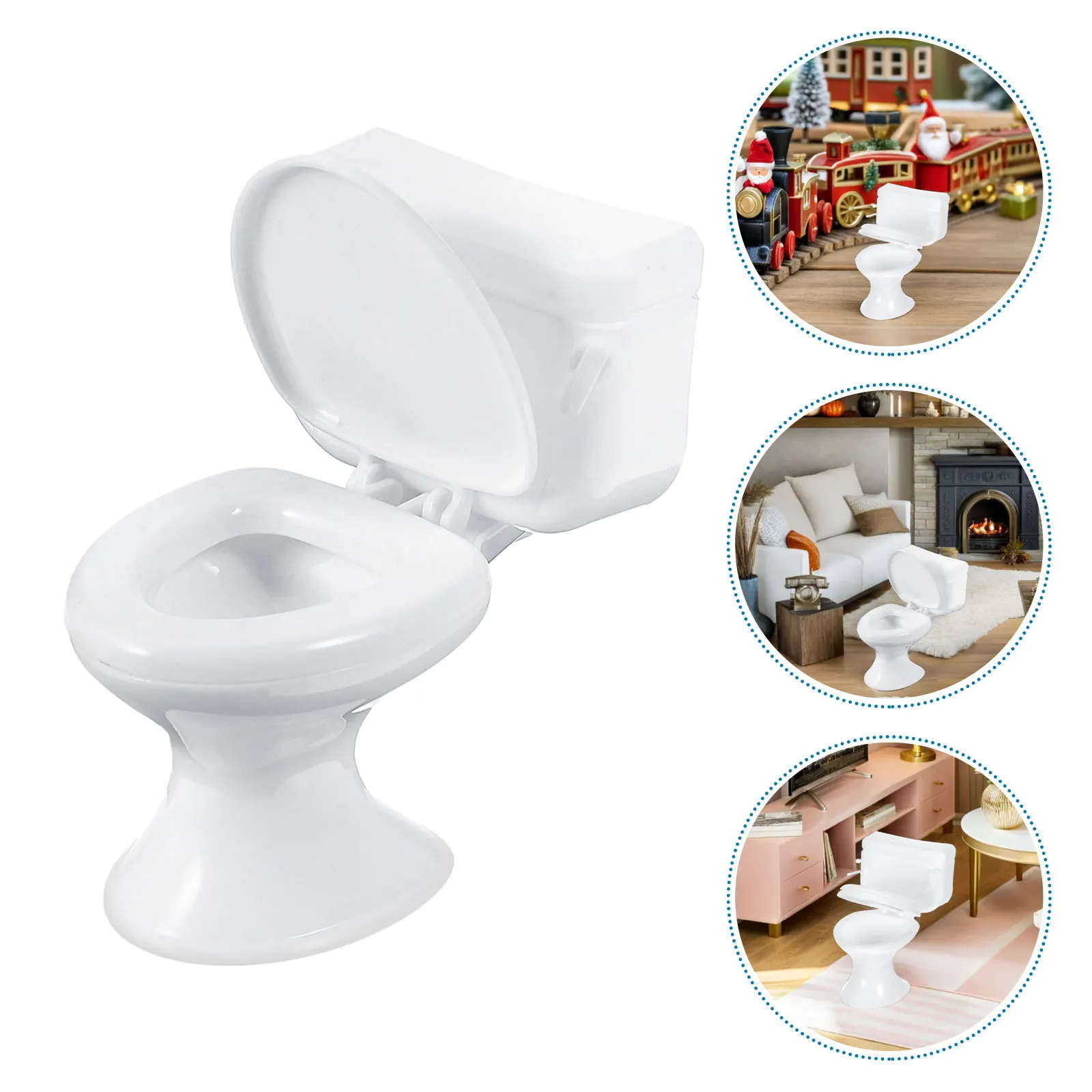 

7Pcs Realistic Mini Toilet for Dollhouse 1:12 Scale White Small Plastic Bathroom Accessory Detailed Design for Imaginative Play