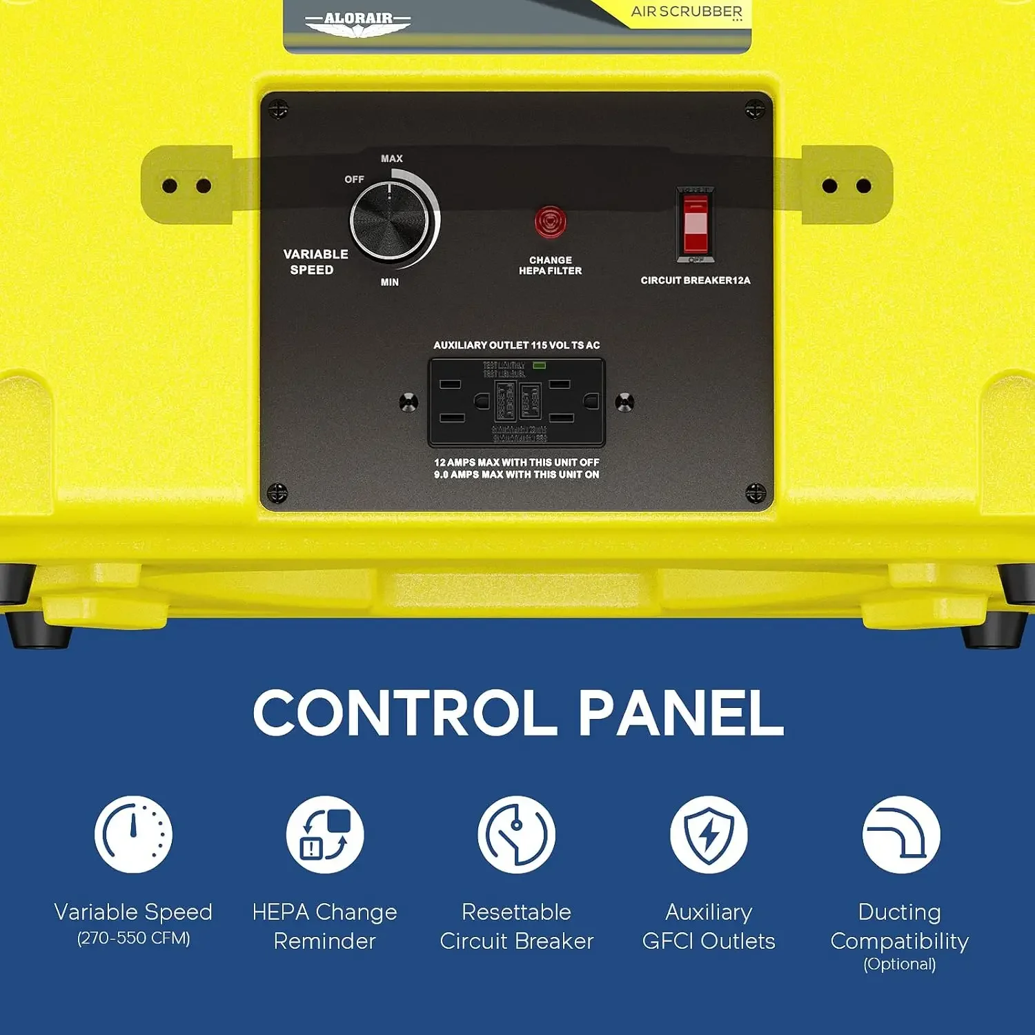 Depurador de filtración de aire con 3 etapas, máquina de aire negativa apilable para uso Industrial y comercial, servicio pesado con filtro de MERV-10