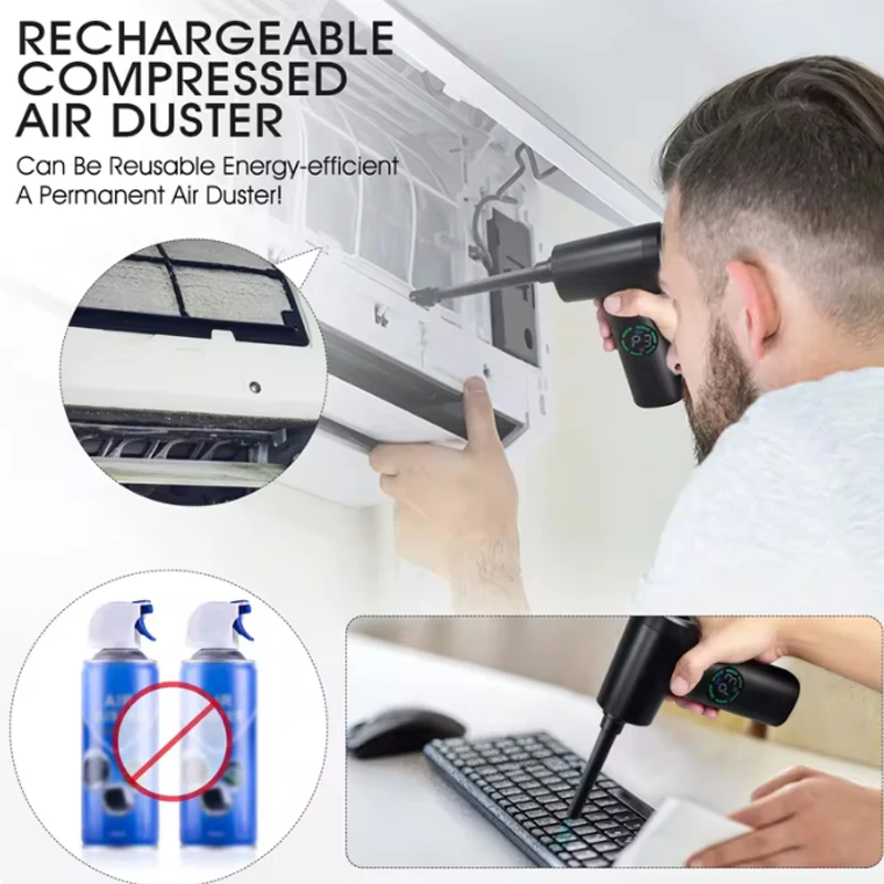

2 in 1 blower and vacuum cleaner hair dryer for keyboard computer cleaning 6000mAh portable compressed air dust collect