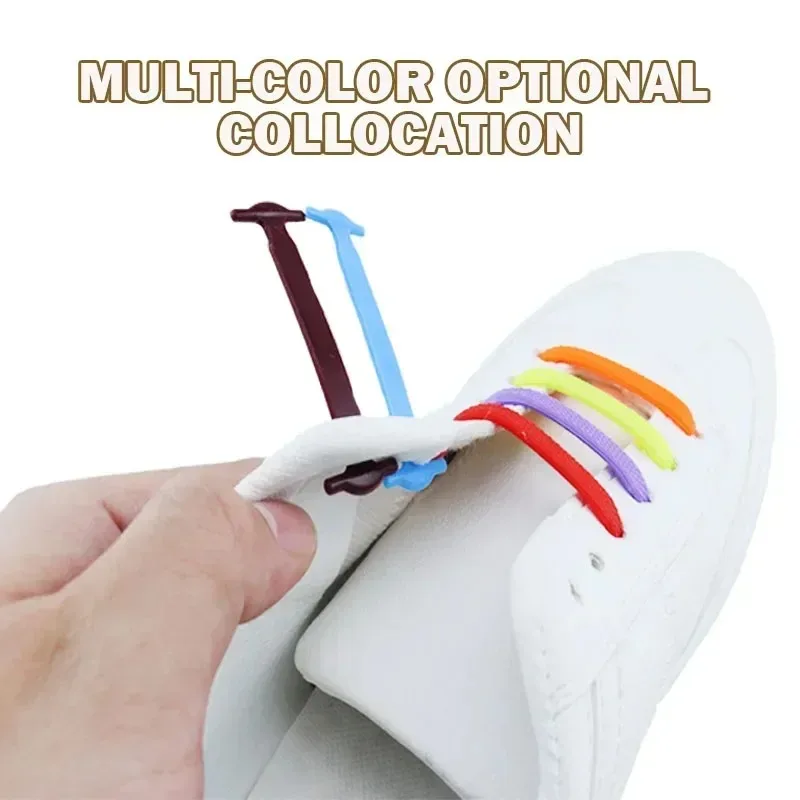 16Pcs Elastic Shoe Laces for Sneakers Running Shoes Silicone Stretch No Tie Shoelaces Unisex Fashion Rubber Band Laces