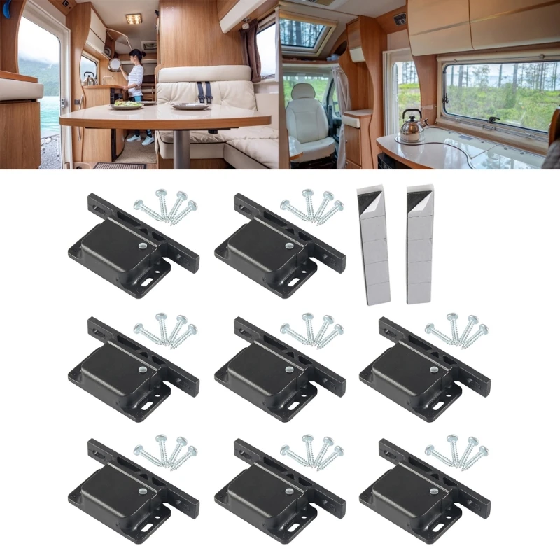 Motorhomes Cabinet Door Latches With Double Sided Foam Tape Side Mount Locks Suitable for Drawers Strong Hold 8Piece/Set