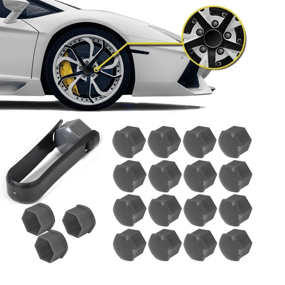 

20Pcs 17mm Car Wheel Nut Caps Auto Hub Screw Covers Nuts Bolts Rim Decoration Car Dustproof Wheel Nut Protection Removal Tool