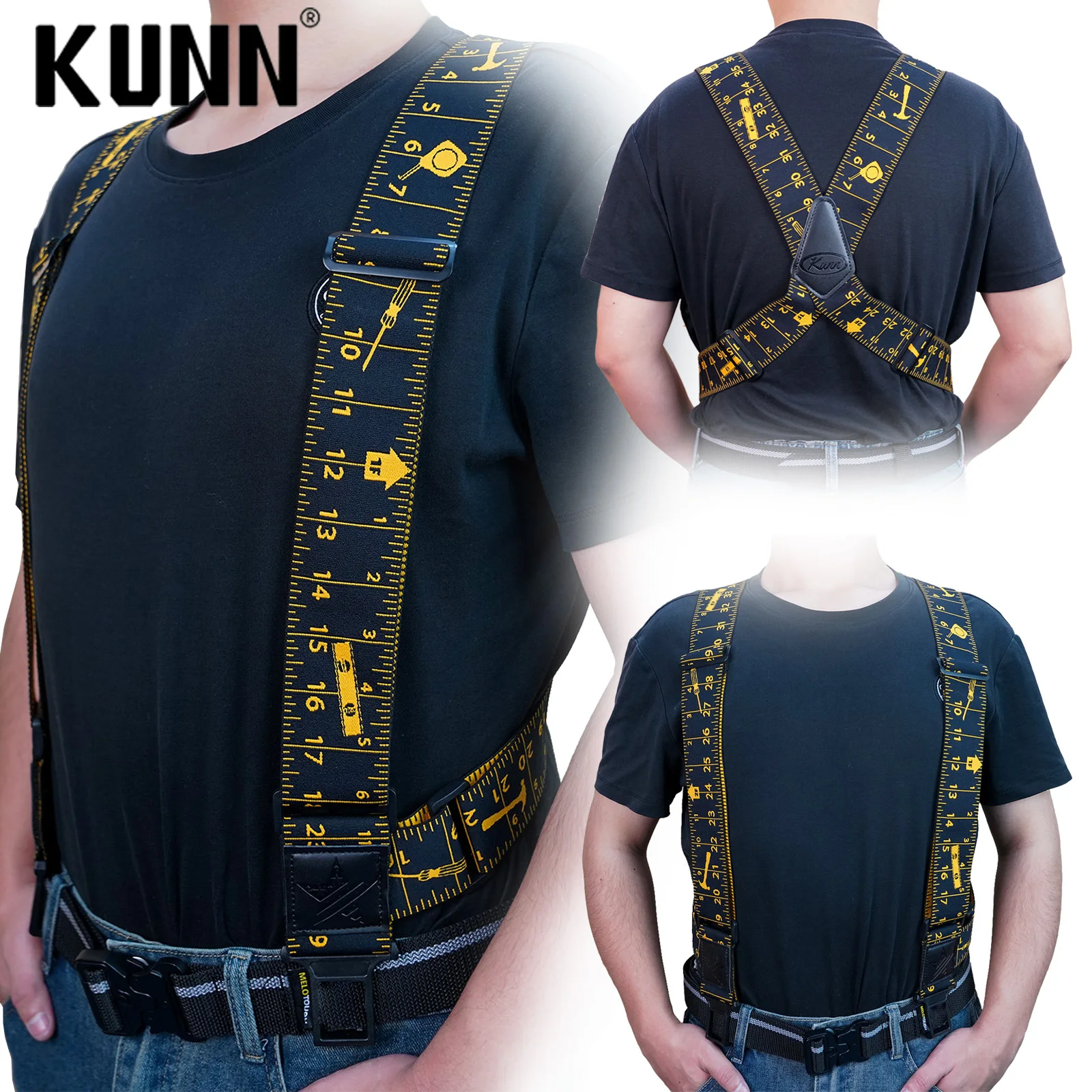 Suspensórios KUNN Perry para homens, suspensórios de clipe lateral de caminhoneiro de 2 polegadas, suspensório resistente com gancho