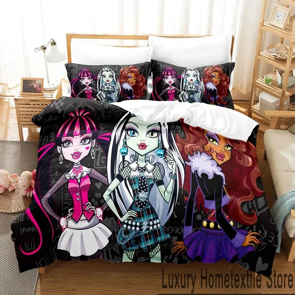 Personelity Monster Cartoon High Bedding Set Duvet Cover Bed Set Quilt Cover Pillowcase Comforter king Queen Size Boys Adult