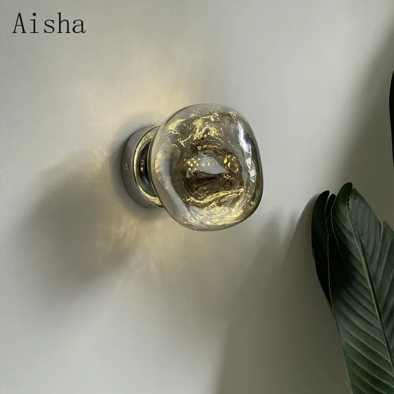 

Nordic Designer's Artistic Lava Glass Wall Lamp Creative Living Room Bedroom Bedside Aisle Entrance Background Wall Sconces
