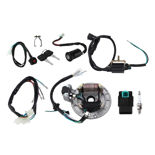 Bobina de encendido CDI Bujía Arnés de cables Kit de estator magneto para 50cc-140cc Kick Start Dirt Pit Bike ATV Arnés de cables de encendido
