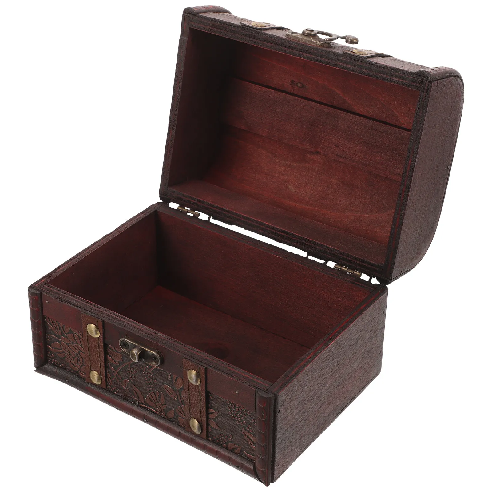 Wooden Keepsake Box Vintage Finish Solid Wood Jewelry Organizer Spacious Interior for Rings Necklaces Bracelets Retro Trinket