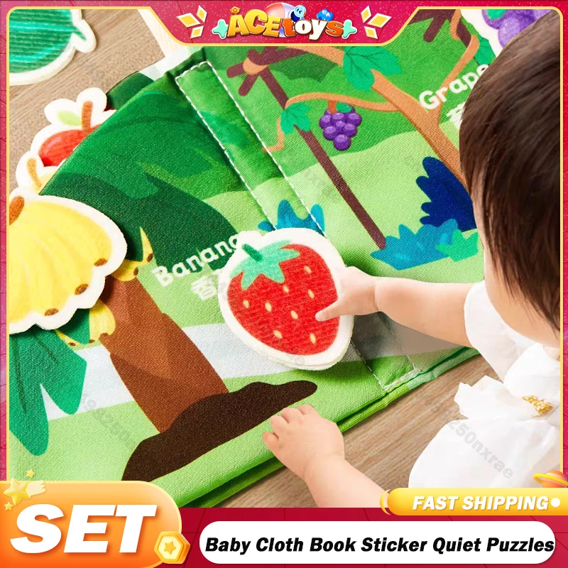 

Baby Cloth Book Sticker Quiet Puzzles Game Educational Repeatedly Busy Card Paste Matching Cognition Baby Early Montessori Toy