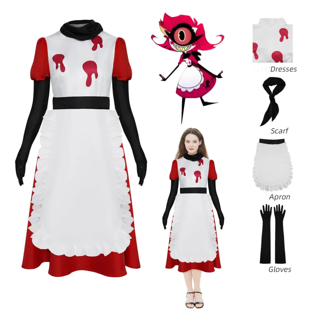 Anime Hazbin Niffty Cosplay Costume Suit Cute Devil Maid Roleplay Clothes Uniform Hotel Cos Halloween Carnival Party Women Dress