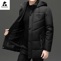 Brand Winter Jacket Men's Business Casual Long Warm Detachable Hooded Parka Men high quality Thick Windproof Cotton Padded Coat