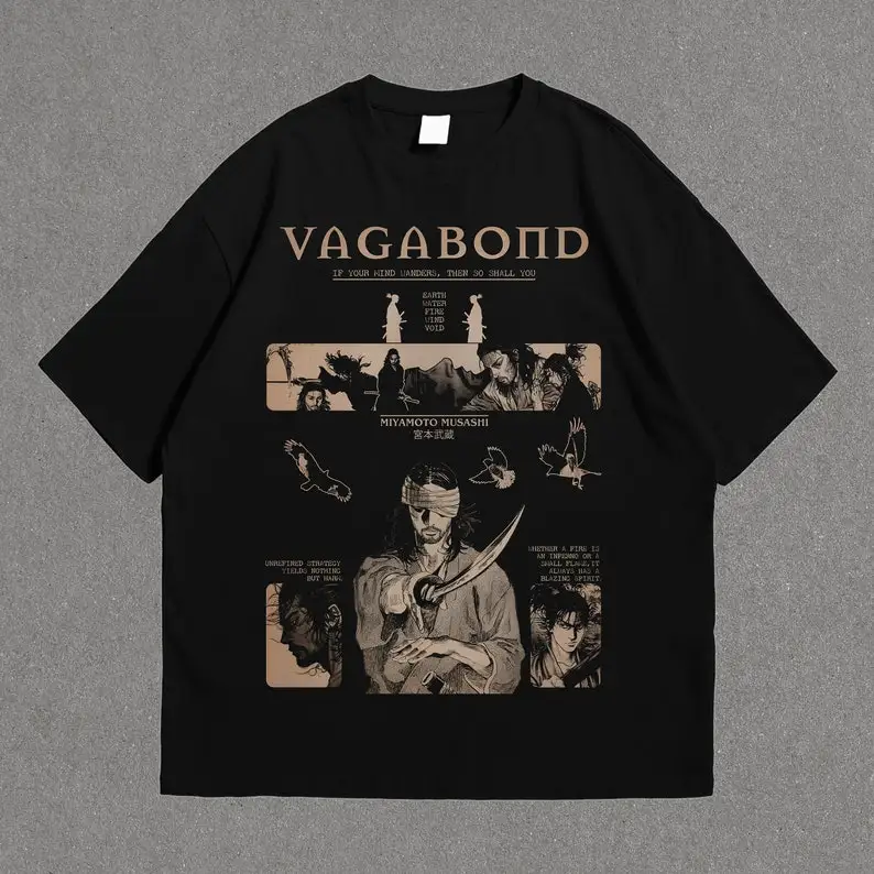 

Vagabond Shirt - Vintage Manga Merch - Takezo Tee - Samurai Shirt