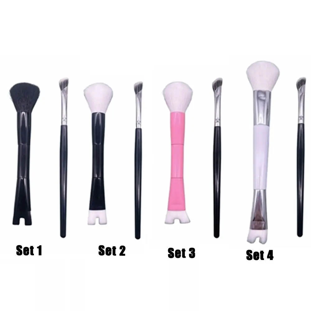 Ensemble de pinceaux de Contour du nez à Double tête 2 en 1, brosse à poudre Portable pour fard à paupières, inclinaison coudée douce, Kit de pinceaux cosmétiques pour étudiants, 2 pièces