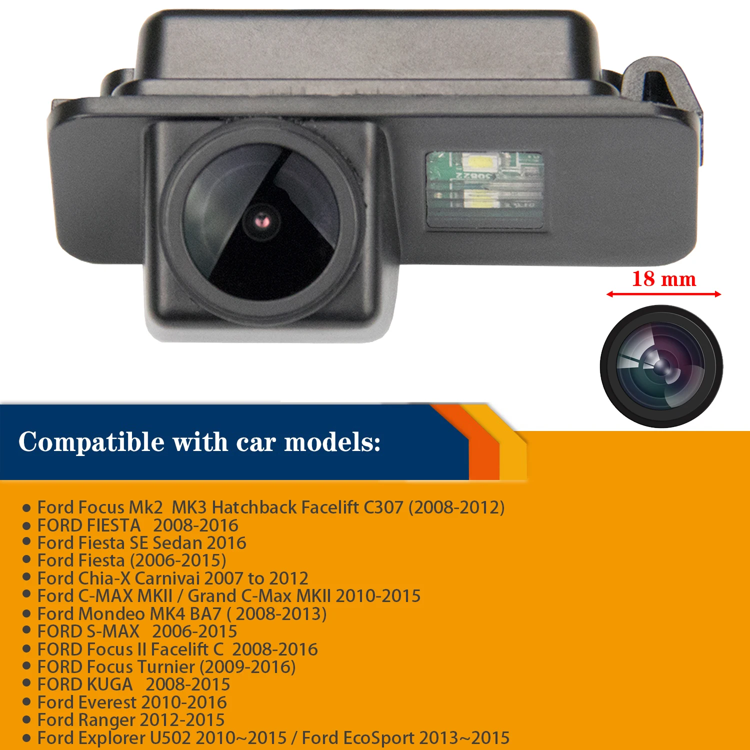 HD 1280*720P Rear View Camera for Jaguar XF X250 XJ XK 2007-2015, License Plate Light Camera Night Vision Waterproof Camera