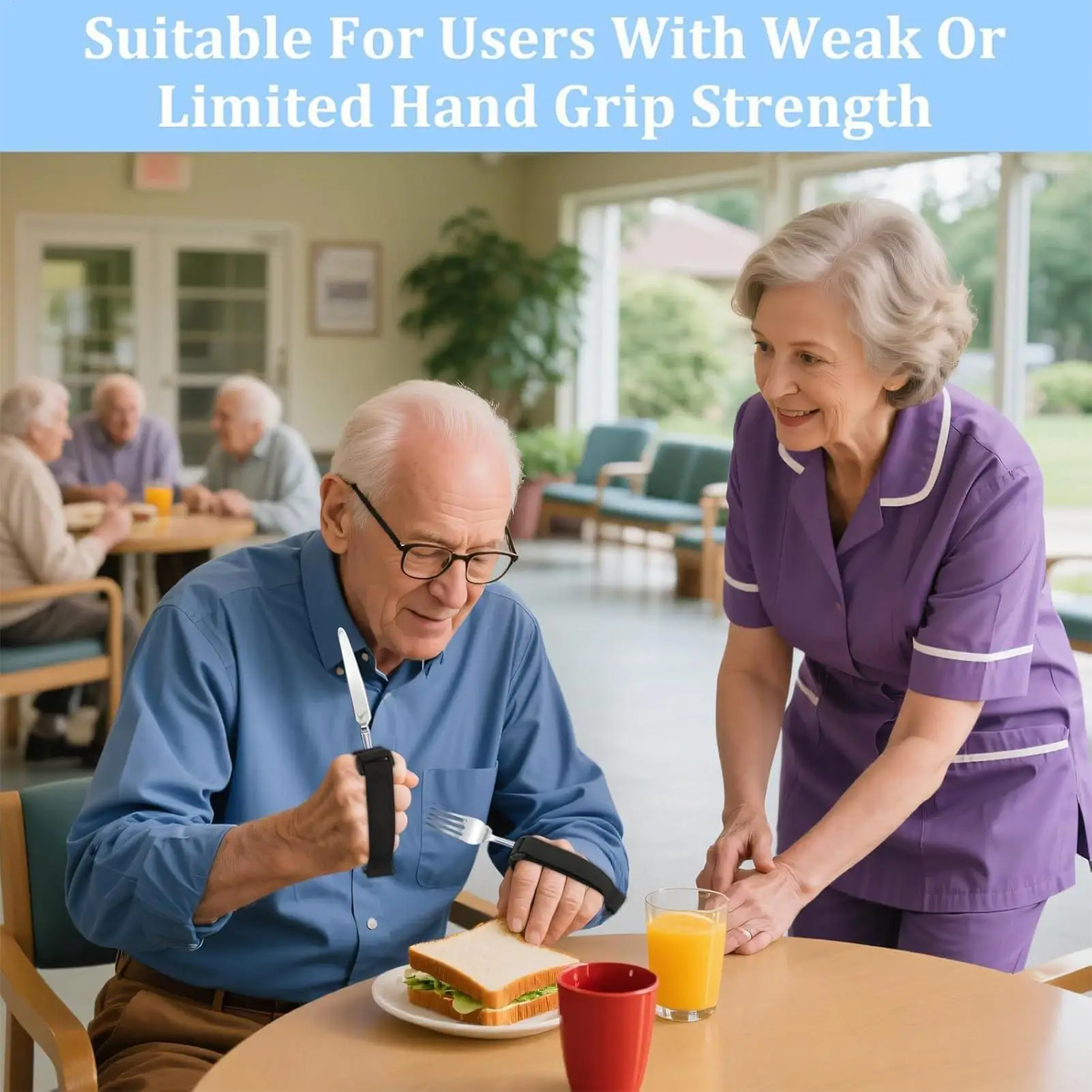 العالمي الكفة أواني حامل التكيف الأكل المعونة حزام قبضة اليد دعم قبضة ضعيفة المساعدة العلاج المعيشة اليومية المعونة #4