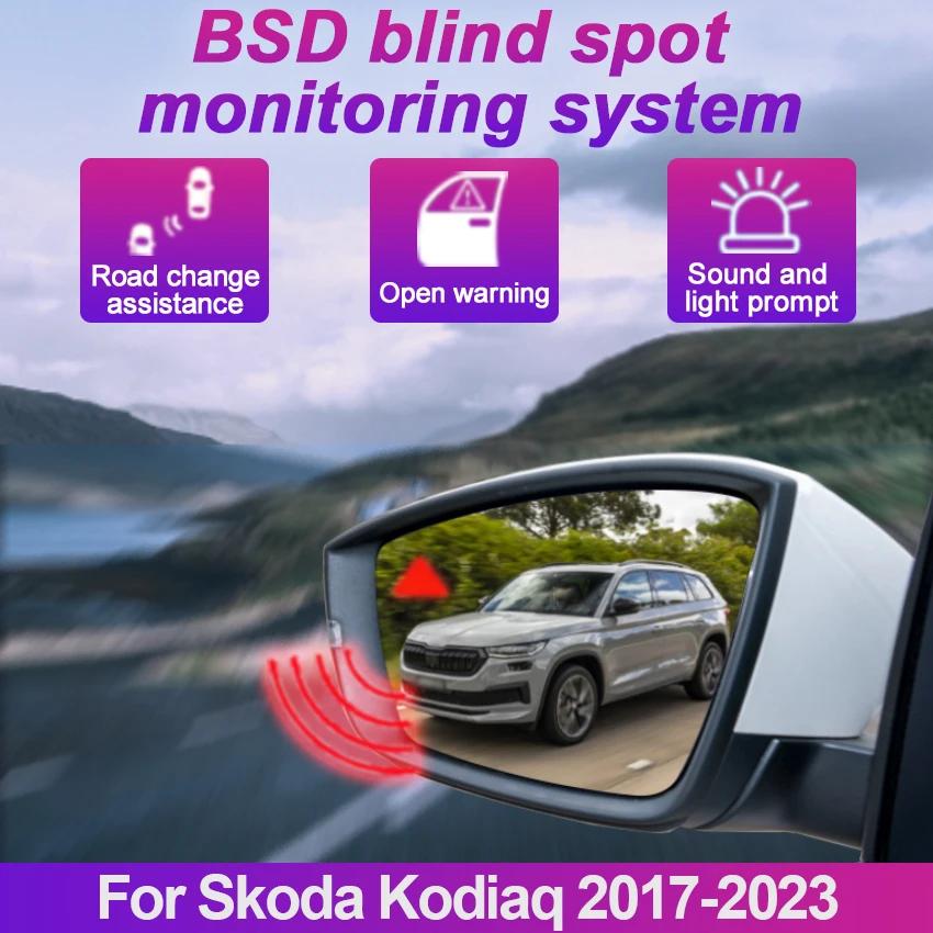 Car Rear Mirror Blind Spot Monitoring System BSD BSA BSM Radar Parking Sensor Assist Lane Changing For Skoda Kodiaq 2017-2023