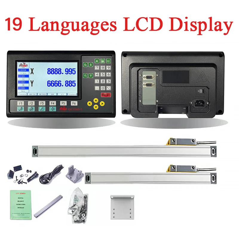 19 言語 3 軸 LCD DRO セット 2 軸 LCD DRO セット HXX デジタル読み出しおよび旋盤フライス加工用 50 ～ 1000mm リニア スケール エンコーダー定規