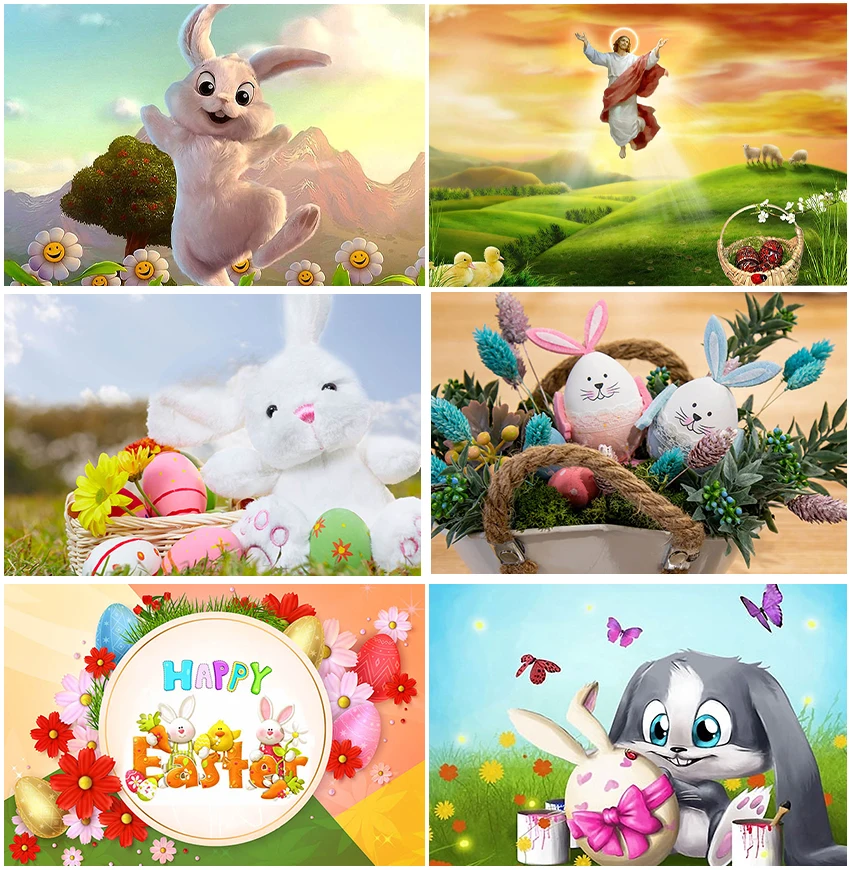 

Happy Easter Festival Landscape Sunshine Backdrops Spring Decor Children Portrait Bunny Rabbit Eggs Plants Floral Backgrounds