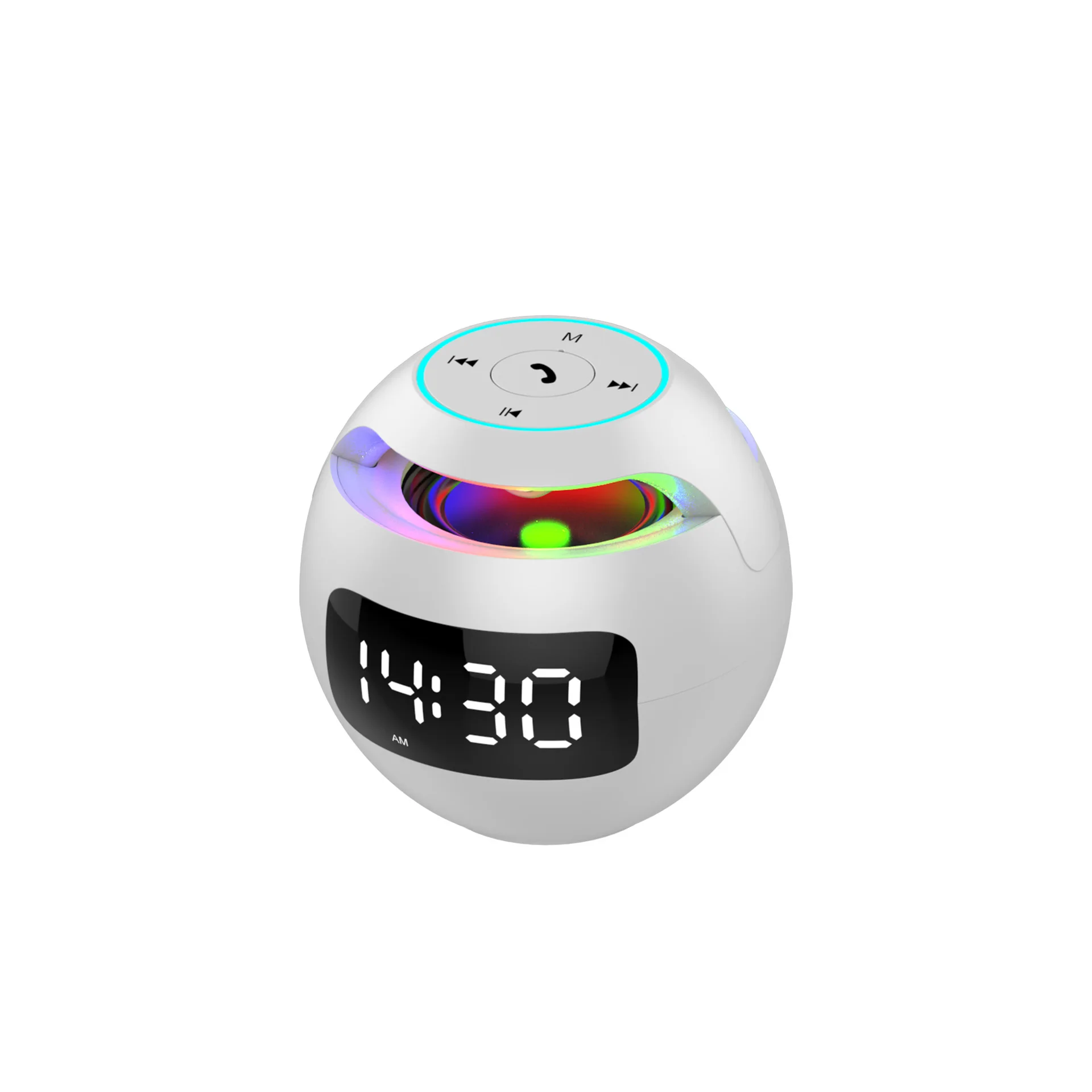Clock dazzling bluetooth speaker mini portable home ball insertion card small steel cannon computer audio
