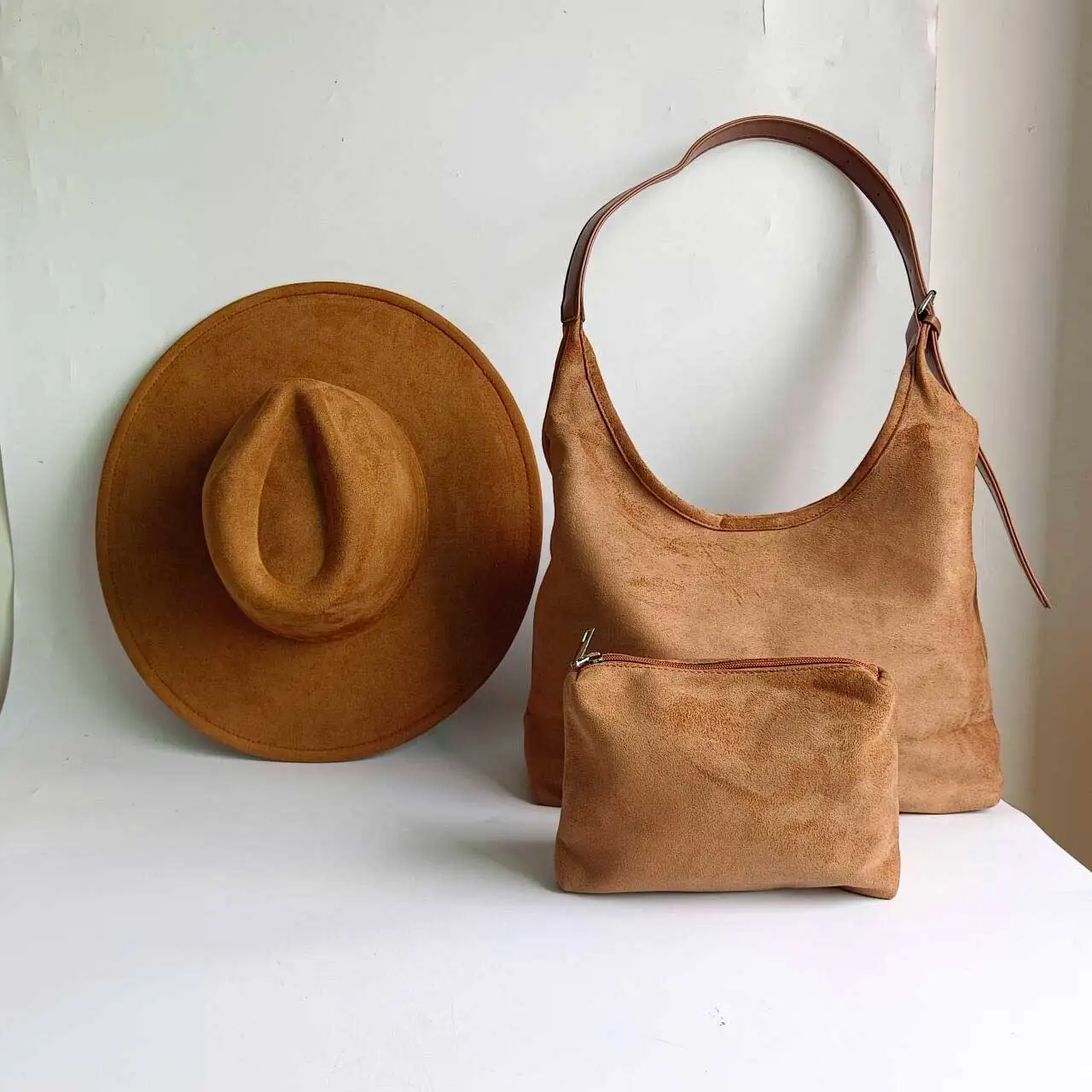 Vegan suede fedora hats and bags with customizable patterns Fall/Winter felt hats Classic church hats Wide-brimmed hats  sombrer