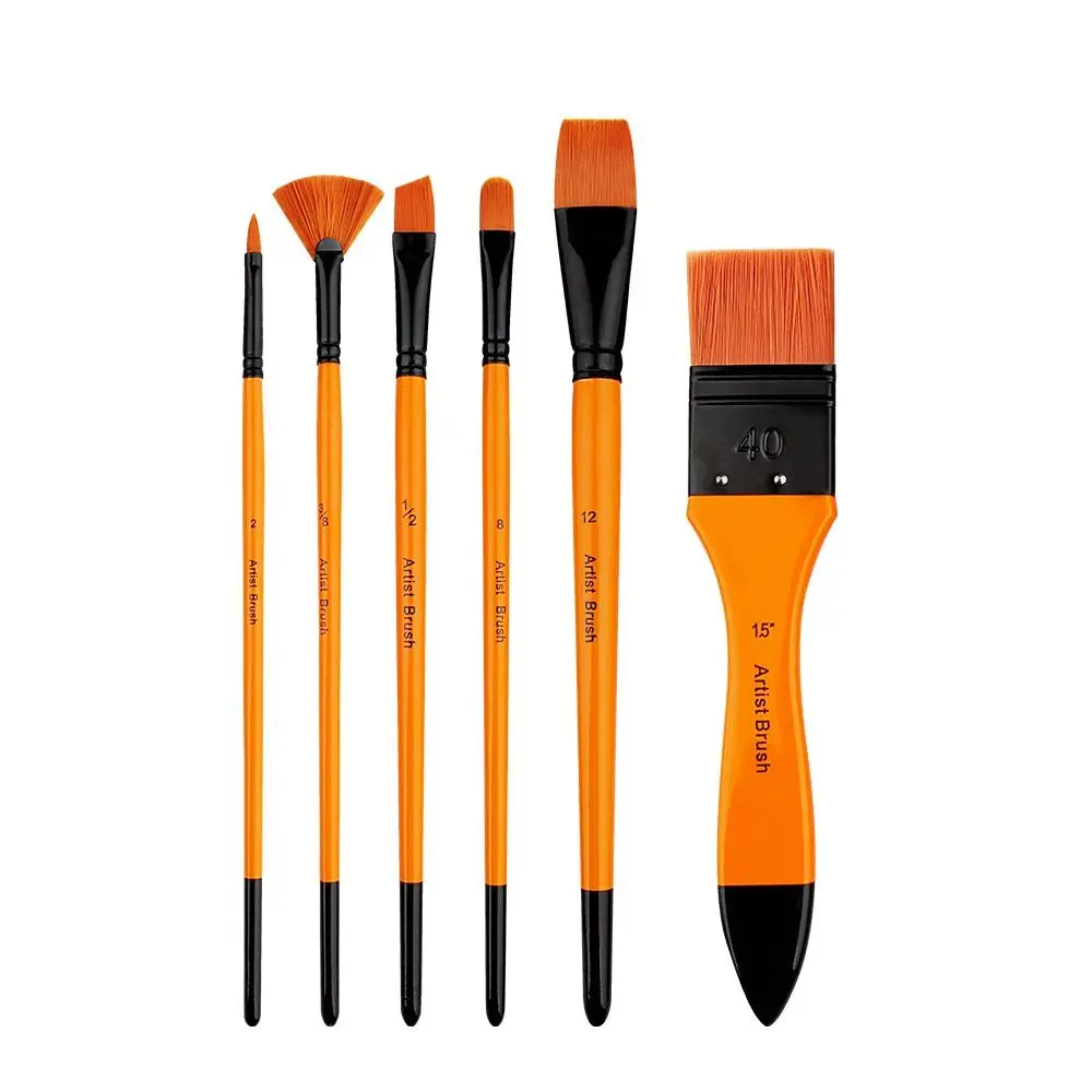 

6pcs/set Good Pigment Adsorption Watercolor Paint Brush Smooth Painting Flexible Brushstrokes Painting Brush
