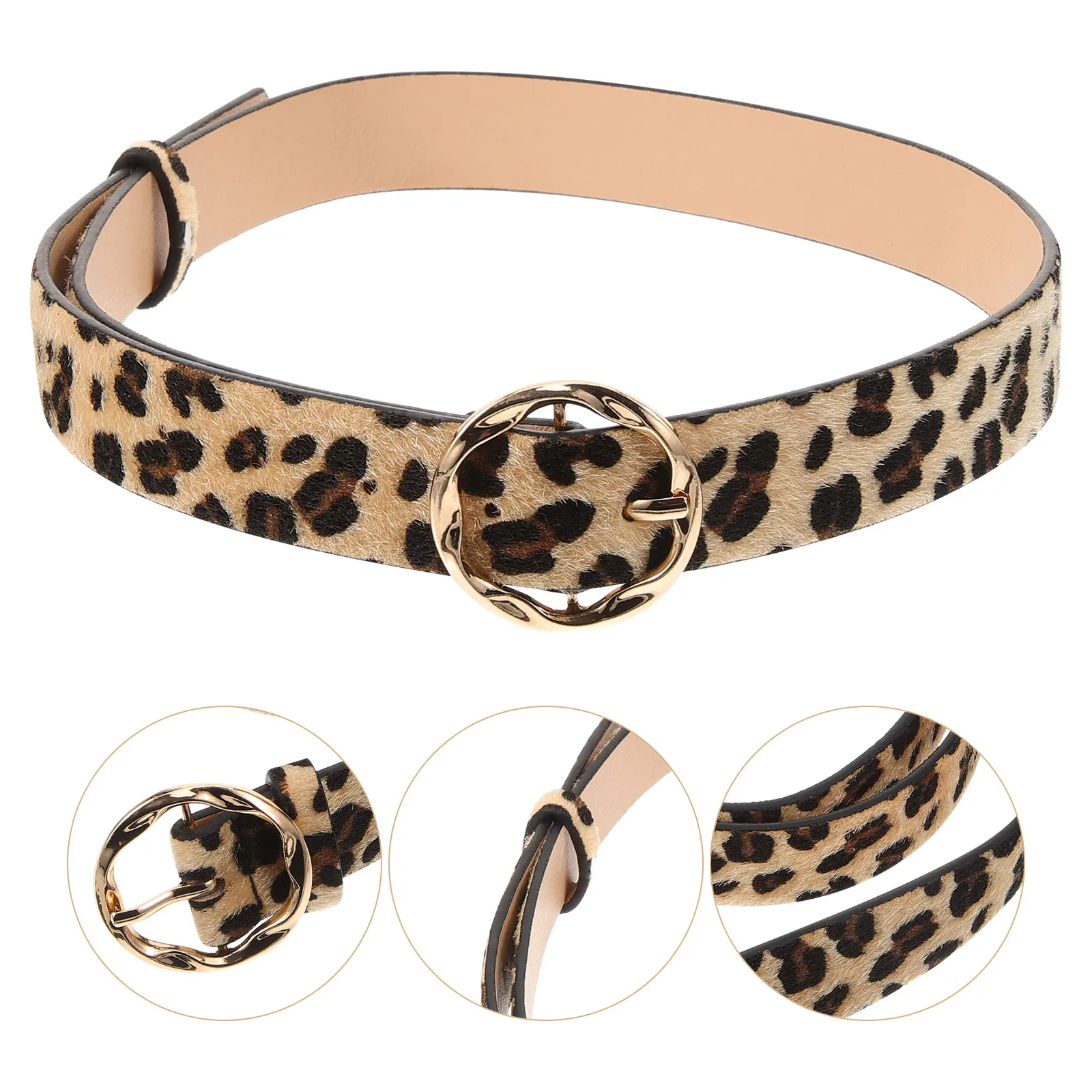 

Leopard Belts for Women PU Jeans Pants Fashion Vintage Belt Sturdy Comfortable Accessory Daily Occasion Gift