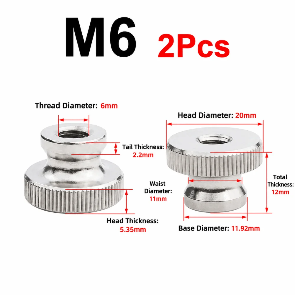 Durable 304 Stainless Steel Knurled Nut M3 M4 M5 M6 M8 M10 GB806 Standard Thumb Nut Clamping Nut