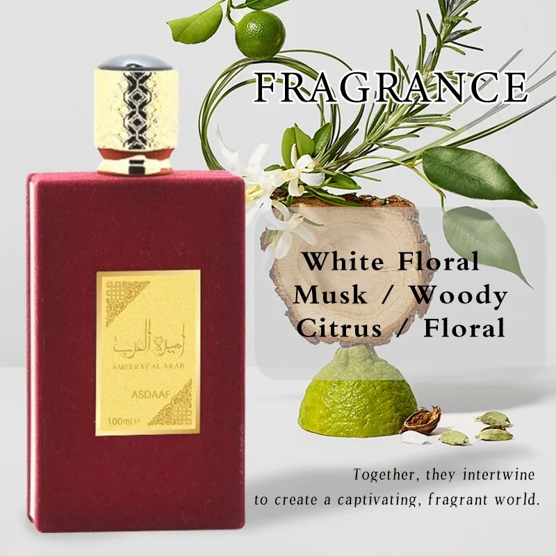 Lattafa Asdaaf Ameerat Al Arab Eau de Parfum Spray للنساء 3.4 أونصة عطور عربية فرمونات زهرية دائمة