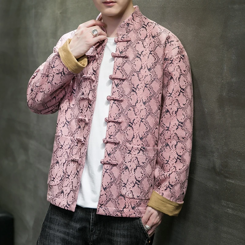 

Men's Jaet Coat Spring Autumn 2025 New Hanfu Trend Youth Large Size Zhongan Suit Button Tang Suit Stand Fit Button Decor