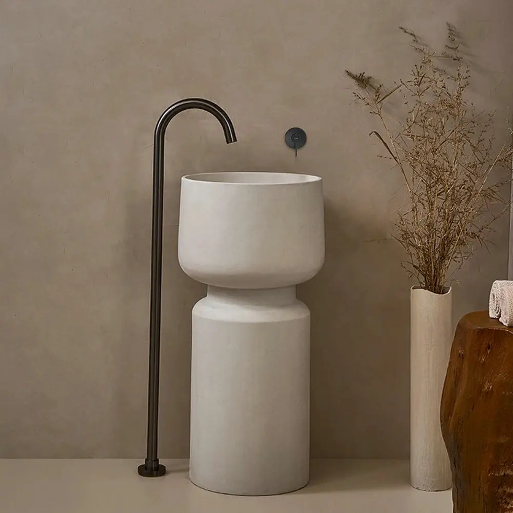European style minimalist modern style bathroom column basin, independent artificial stone washbasin, bathroom washbasin