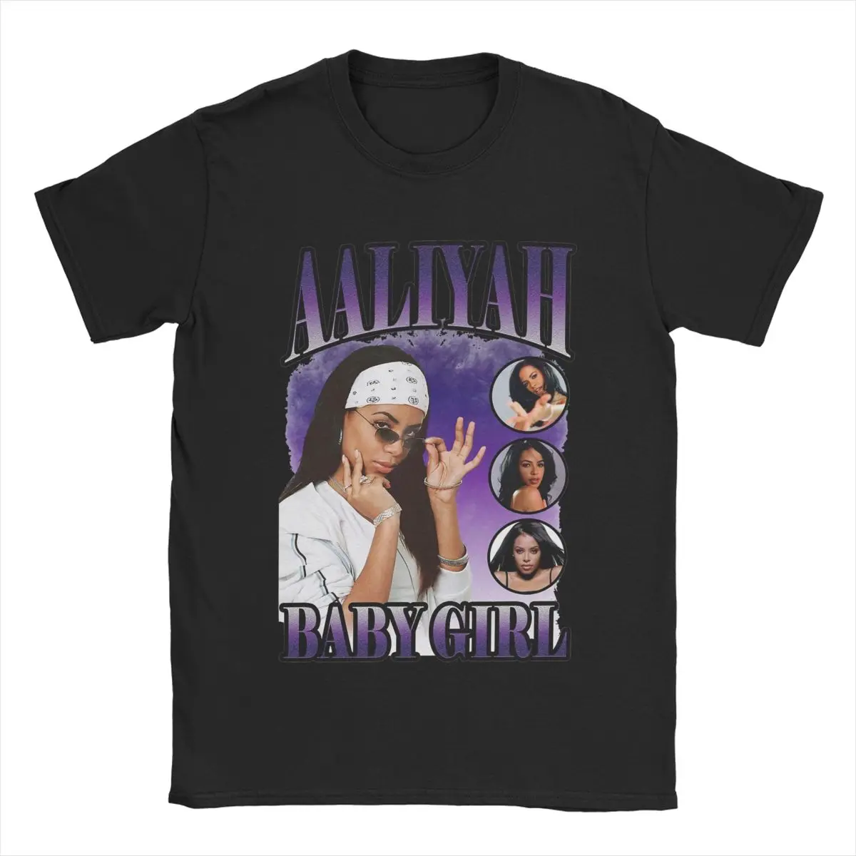 

Men Aaliyahs Baby Girl Purple Bootleg T Shirt Cotton Tops Vintage Short Sleeve O Neck Tees Plus Size T-Shirt
