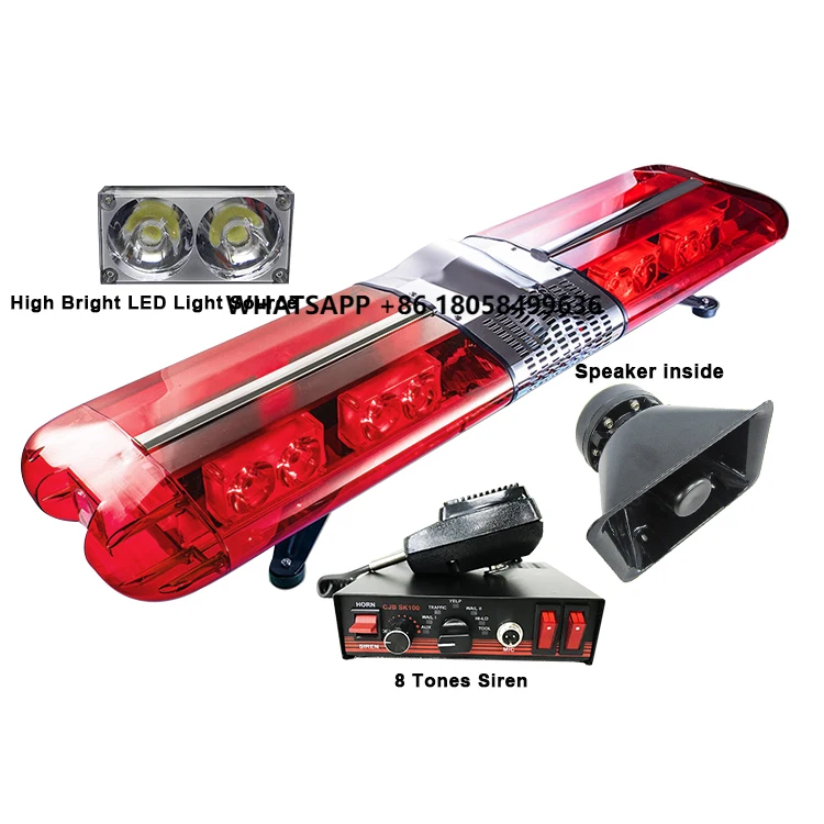

47inch 12V 24V Fire Fighting Truck Flashing Strobe Emergency Lights Lightbar Ambulance Warning Light bar with Siren Alarm