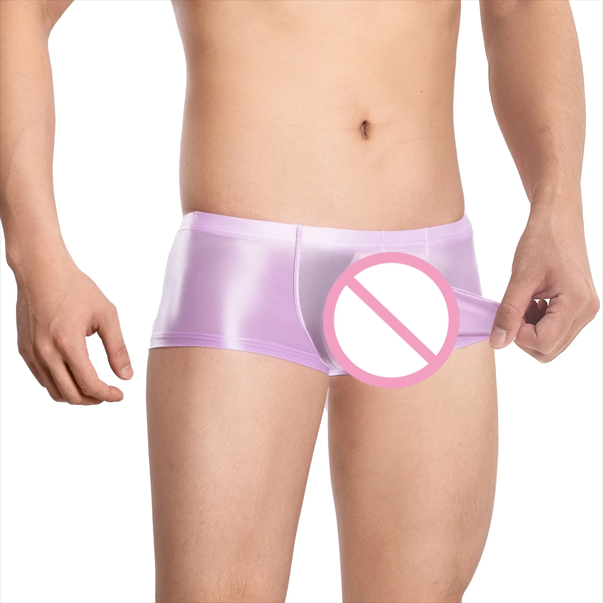 

Solid Color Shiny Smooth Men Sexy Inflatable Bag Flat Cornered Briefs Perspective Erotic Underwear Smooth Tight Flat Boxer Short