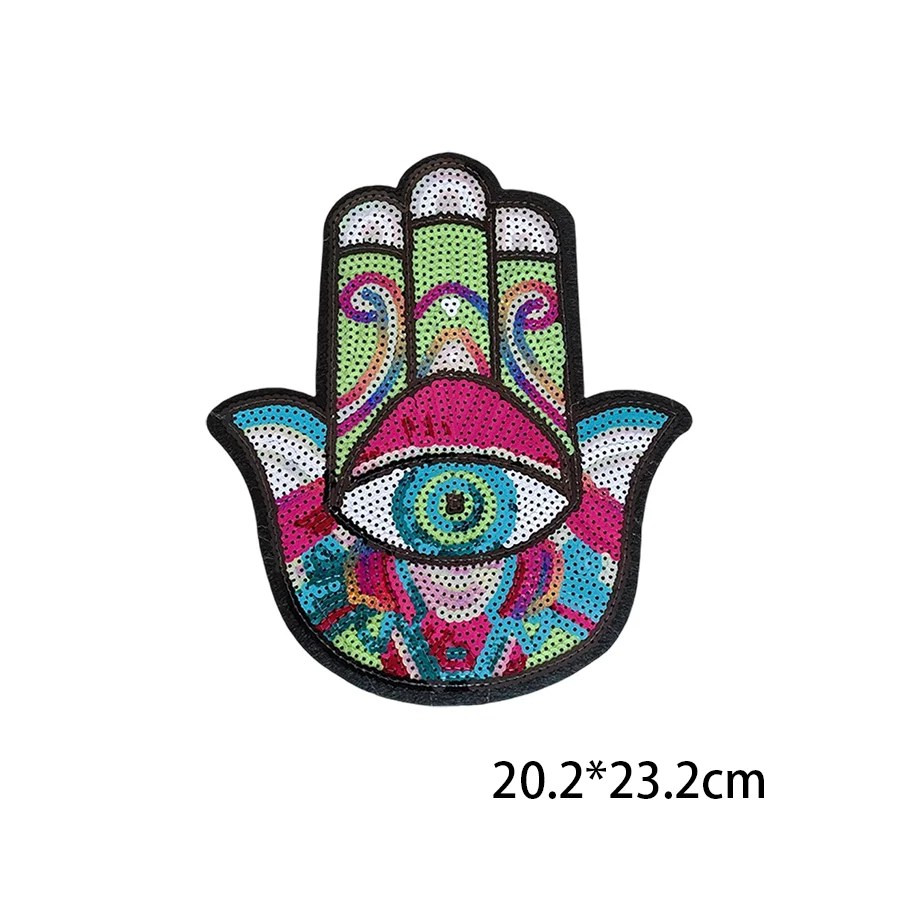 الجملة عين الشر الحديد على التصحيح حجم كبير مطرزة النخيل الطوطم للسترات وحقائب الظهر #4