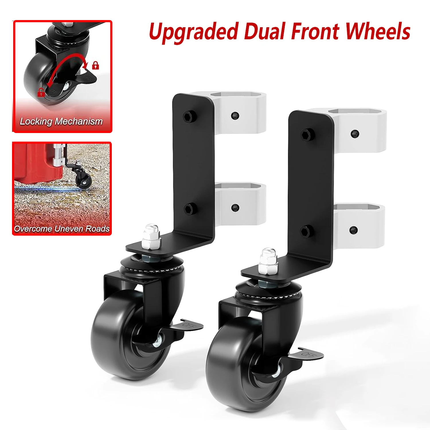 2pcs Upgraded 360° Dual Front Wheels Packout Wheel Compatible with Mil.waukee Packout Rolling Toolboxes, 200 Lbs Capacity