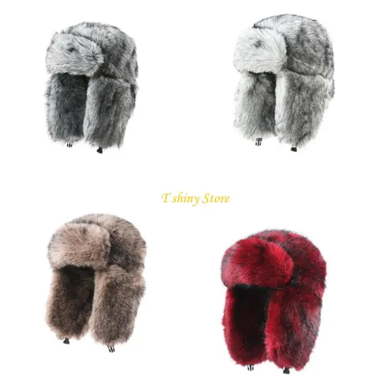 Gorro invierno con orejeras N58F para adultos y adolescentes, gorro cazador resistente frío extremo con forro grueso