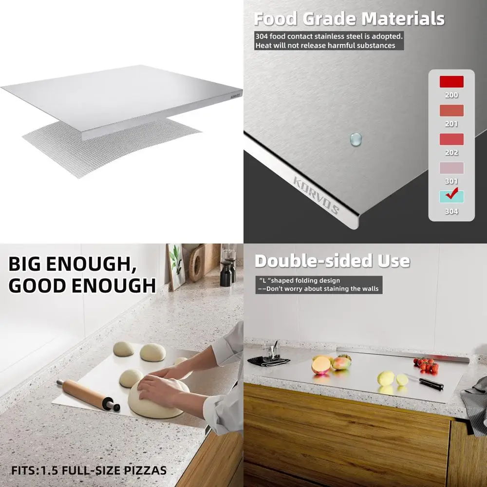 

Stainless Steel Cutting Boards with Lip, Food Grade 304 Metal Chopping Boards for Kitchen Use, Durable and Hygienic