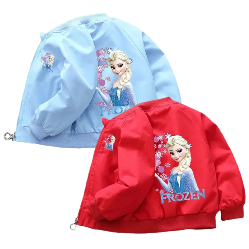 Moda Crianças Vestuário 2024 Primavera Outono New Baby Girls Frozen Elsa Jacket Coat Kids Cartoon Zipper mangas compridas Outerwear