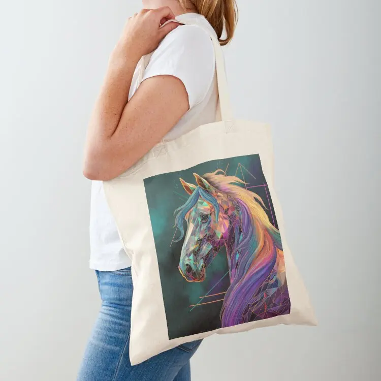 

Colorful Geometric Abstract Horse Tote Bag tote bags men custom fabric bag Women's bags eco pack