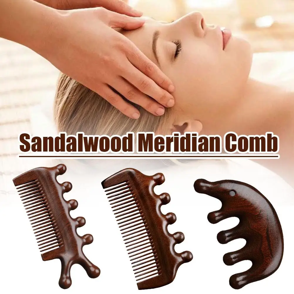 

Multifunctional Meridian Massage Comb Handleless Wooden Comb Massage Acupuncture Wide-Tooth Comb Sandalwood Point Head Head Q3R9