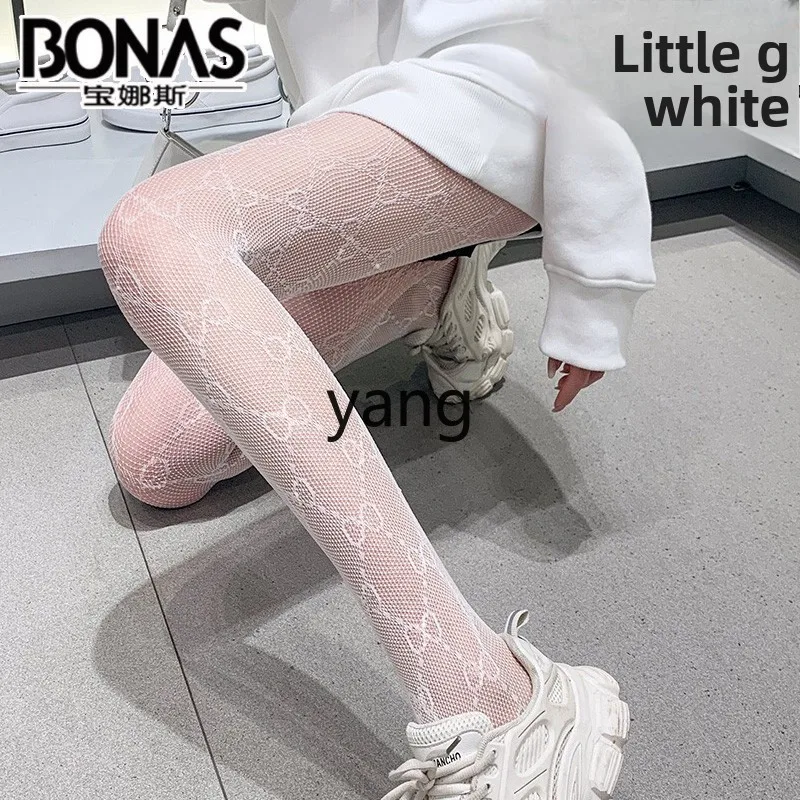 LMM lace white stockings women's thin summer Internet celebrity pantyhose anti-hook fishnet socks