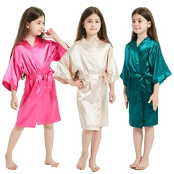 Satin Robe Girl for Bride Wedding Party Robes Birthday Summer Bathrobe Teen Girls Silky Robe 150 160 cm Gold Princess Night Gown