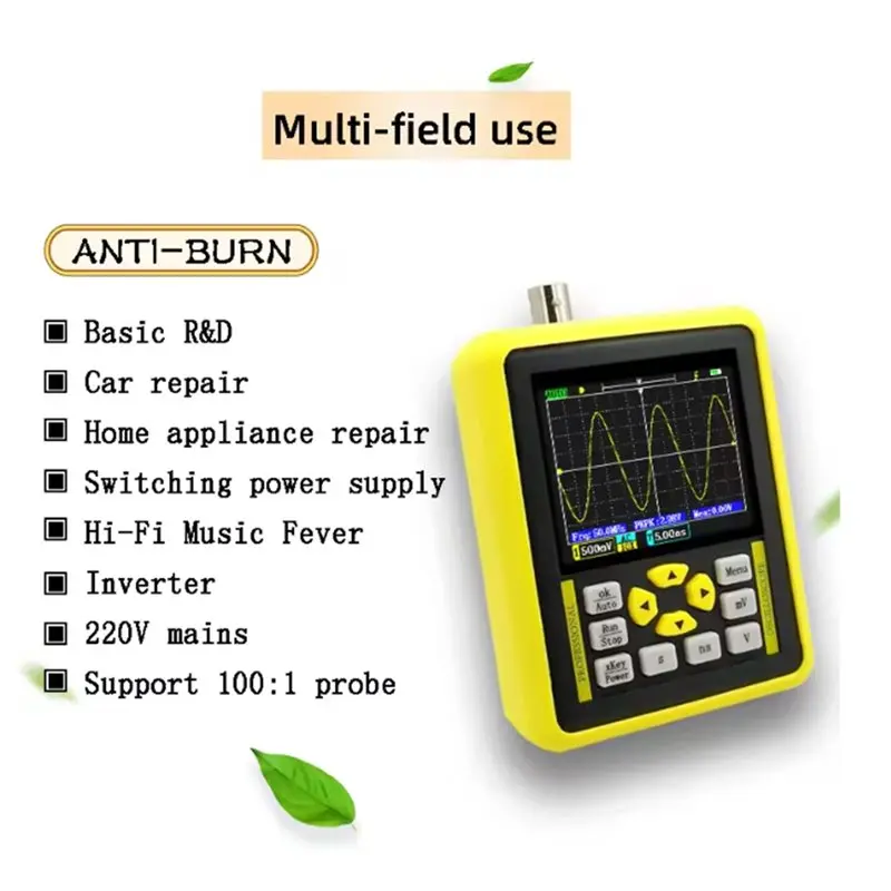 BAAR-Signalgenerator 120 MHz 2,4-Zoll-Bildschirm Digitales Oszilloskop 120 M Handheld-Analogbandbreite